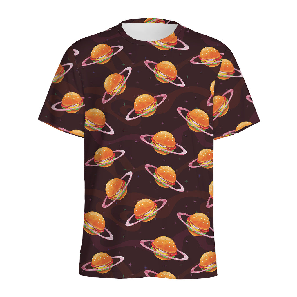 Hamburger Planet Pattern Print Men's Sports T-Shirt