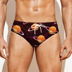 Hamburger Planet Pattern Print Men's Swim Briefs