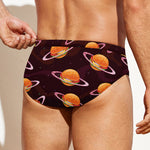 Hamburger Planet Pattern Print Men's Swim Briefs