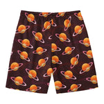 Hamburger Planet Pattern Print Men's Swim Trunks