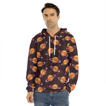 Hamburger Planet Pattern Print Men's Velvet Pullover Hoodie