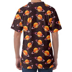 Hamburger Planet Pattern Print Men's Velvet T-Shirt