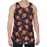 Hamburger Planet Pattern Print Men's Velvet Tank Top