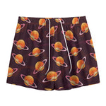 Hamburger Planet Pattern Print Mesh Shorts