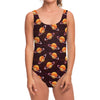 Hamburger Planet Pattern Print One Piece Swimsuit