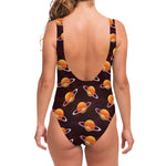 Hamburger Planet Pattern Print One Piece Swimsuit