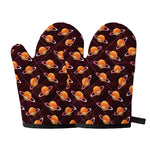 Hamburger Planet Pattern Print Oven Mitts