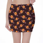 Hamburger Planet Pattern Print Pencil Mini Skirt