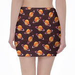 Hamburger Planet Pattern Print Pencil Mini Skirt