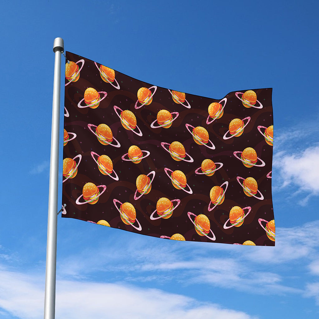 Hamburger Planet Pattern Print Polyester Flag