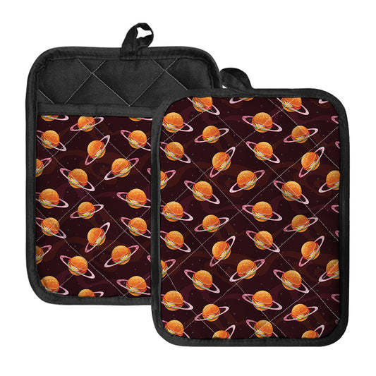 Hamburger Planet Pattern Print Pot Holders With Pocket