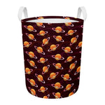 Hamburger Planet Pattern Print Round Laundry Basket