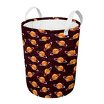 Hamburger Planet Pattern Print Round Laundry Basket