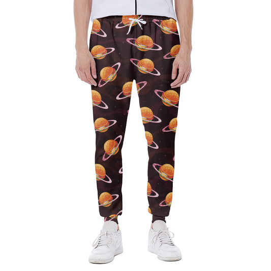 Hamburger Planet Pattern Print Scuba Joggers
