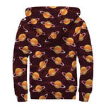 Hamburger Planet Pattern Print Sherpa Lined Zip Up Hoodie
