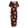 Hamburger Planet Pattern Print Short Sleeve Long Nightdress