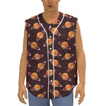 Hamburger Planet Pattern Print Sleeveless Baseball Jersey