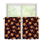 Hamburger Planet Pattern Print Tier Curtains