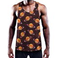 Hamburger Planet Pattern Print Men's Workout Tank Top