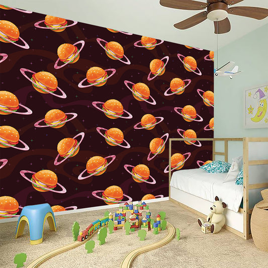 Hamburger Planet Pattern Print Wall Sticker