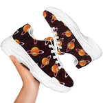 Hamburger Planet Pattern Print White Chunky Shoes