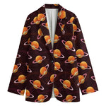 Hamburger Planet Pattern Print Women's Blazer