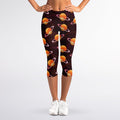 Hamburger Planet Pattern Print Women's Capri Leggings