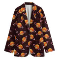 Hamburger Planet Pattern Print Women's Cotton Blazer