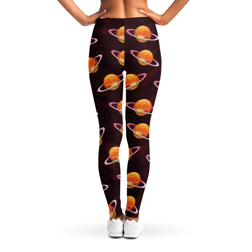 Hamburger Planet Pattern Print Women's Leggings