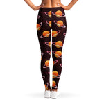 Hamburger Planet Pattern Print Women's Leggings