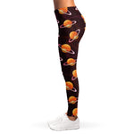 Hamburger Planet Pattern Print Women's Leggings
