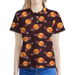Hamburger Planet Pattern Print Women's Polo Shirt