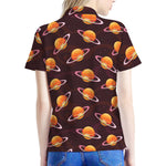 Hamburger Planet Pattern Print Women's Polo Shirt