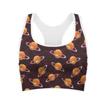 Hamburger Planet Pattern Print Women's Sports Bra