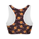 Hamburger Planet Pattern Print Women's Sports Bra