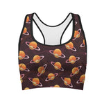 Hamburger Planet Pattern Print Women's Sports Bra