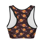 Hamburger Planet Pattern Print Women's Sports Bra