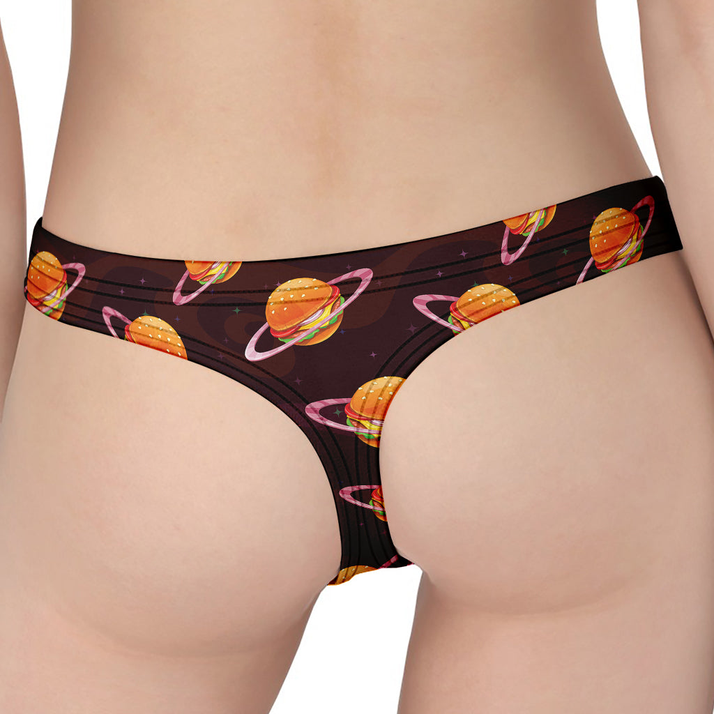 Hamburger Planet Pattern Print Women's Thong