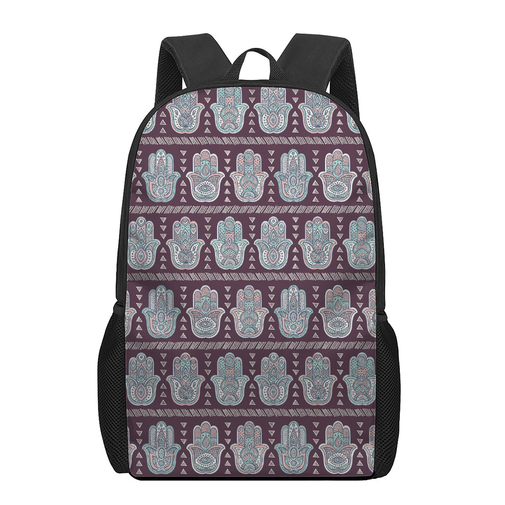 Hamsa Symbol Pattern Print 17 Inch Backpack