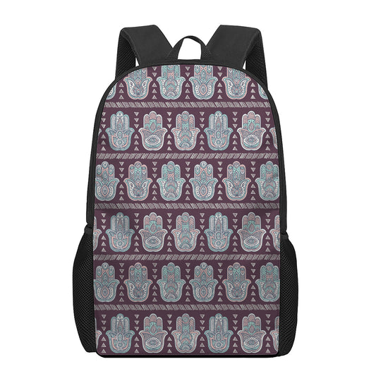 Hamsa Symbol Pattern Print 17 Inch Backpack