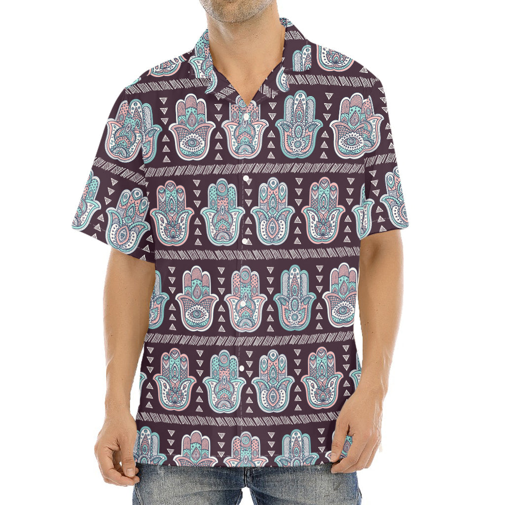 Hamsa Symbol Pattern Print Aloha Shirt