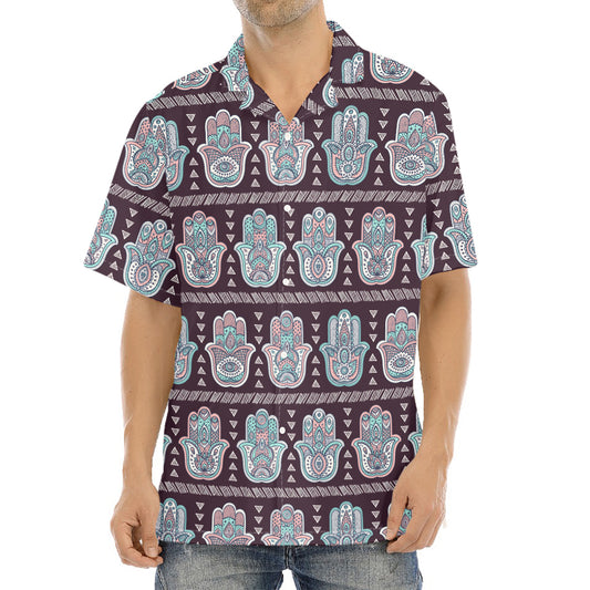 Hamsa Symbol Pattern Print Aloha Shirt