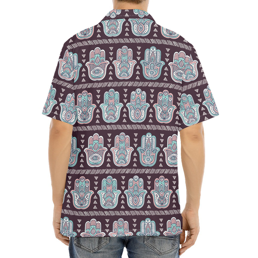 Hamsa Symbol Pattern Print Aloha Shirt