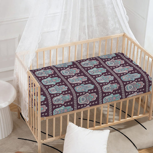 Hamsa Symbol Pattern Print Baby Crib Sheet