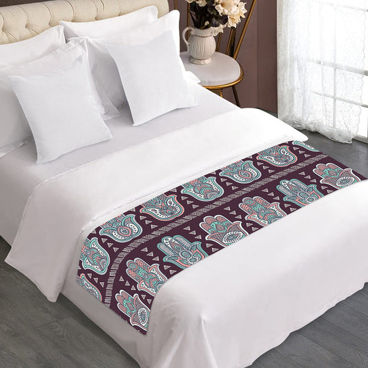 Hamsa Symbol Pattern Print Bed Runner