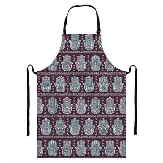 Hamsa Symbol Pattern Print Bib Apron With Pocket