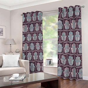 Hamsa Symbol Pattern Print Blackout Grommet Curtains