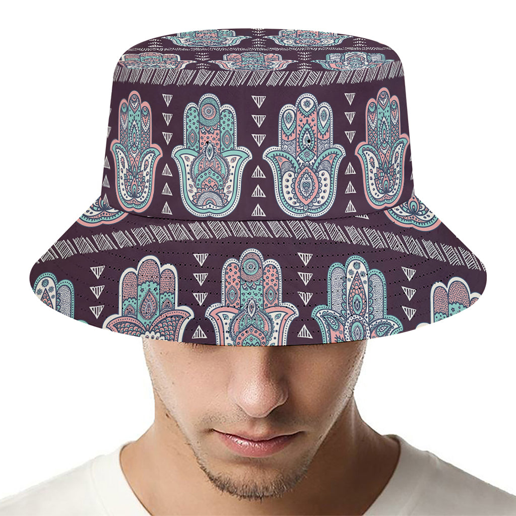 Hamsa Symbol Pattern Print Bucket Hat