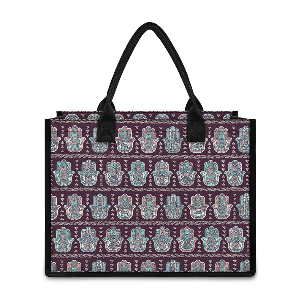 Hamsa Symbol Pattern Print Canvas Tote Bag
