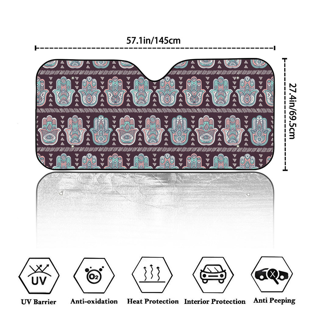 Hamsa Symbol Pattern Print Car Windshield Sun Shade